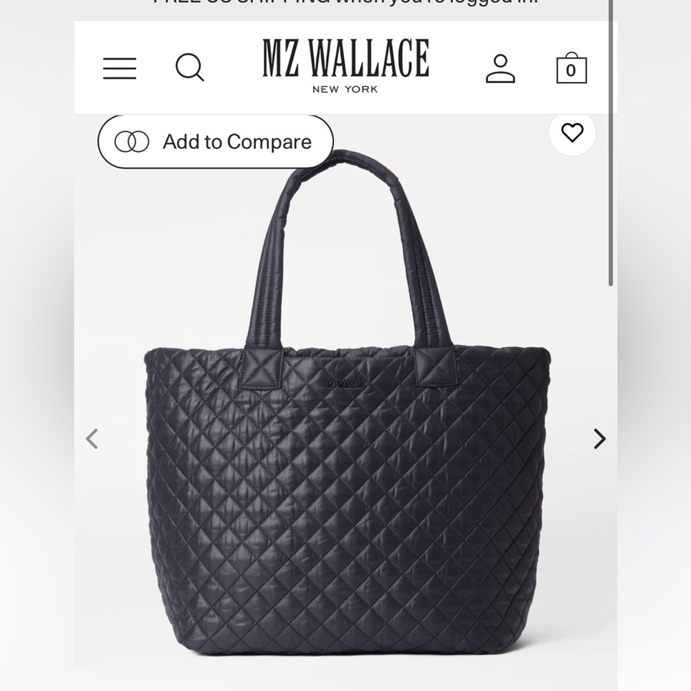 MZ Wallace Large Black Quilted Tote - slight wear and tear